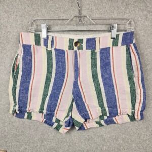 Old Navy Women's Everyday Short Shorts Size 8 Striped Linen Blend
